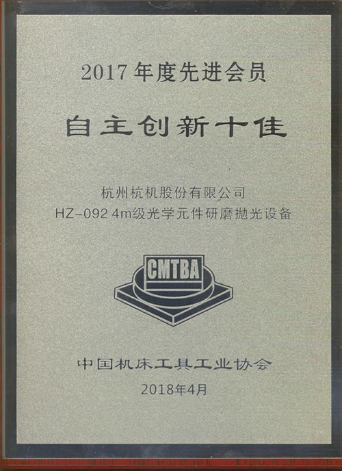 2017年度自主立异十佳牌匾